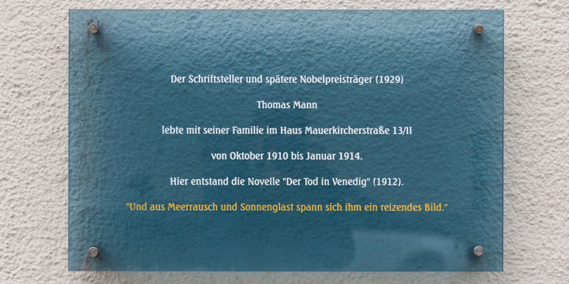 Gott im Alltag - Gedenktafel für den Aufenthalt der Familie Thomas Manns in München